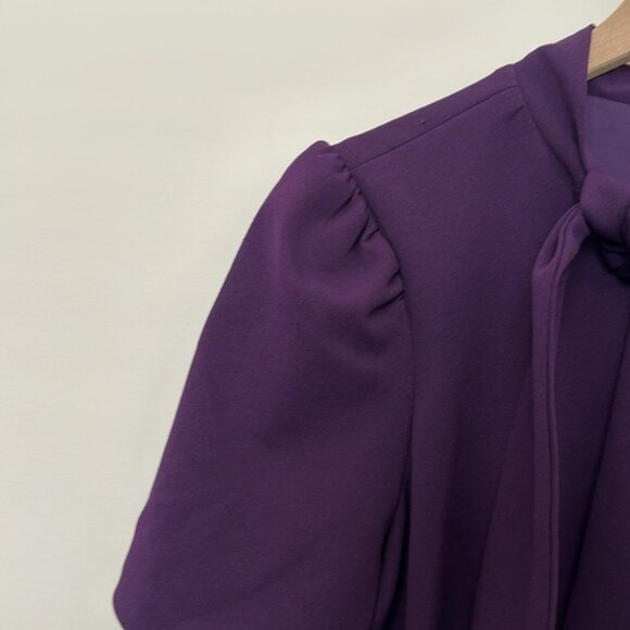 EUC Maggy London Tie-Neck Fit & Flare Dress | Purple | Size: 8 - Picture 5 of 8